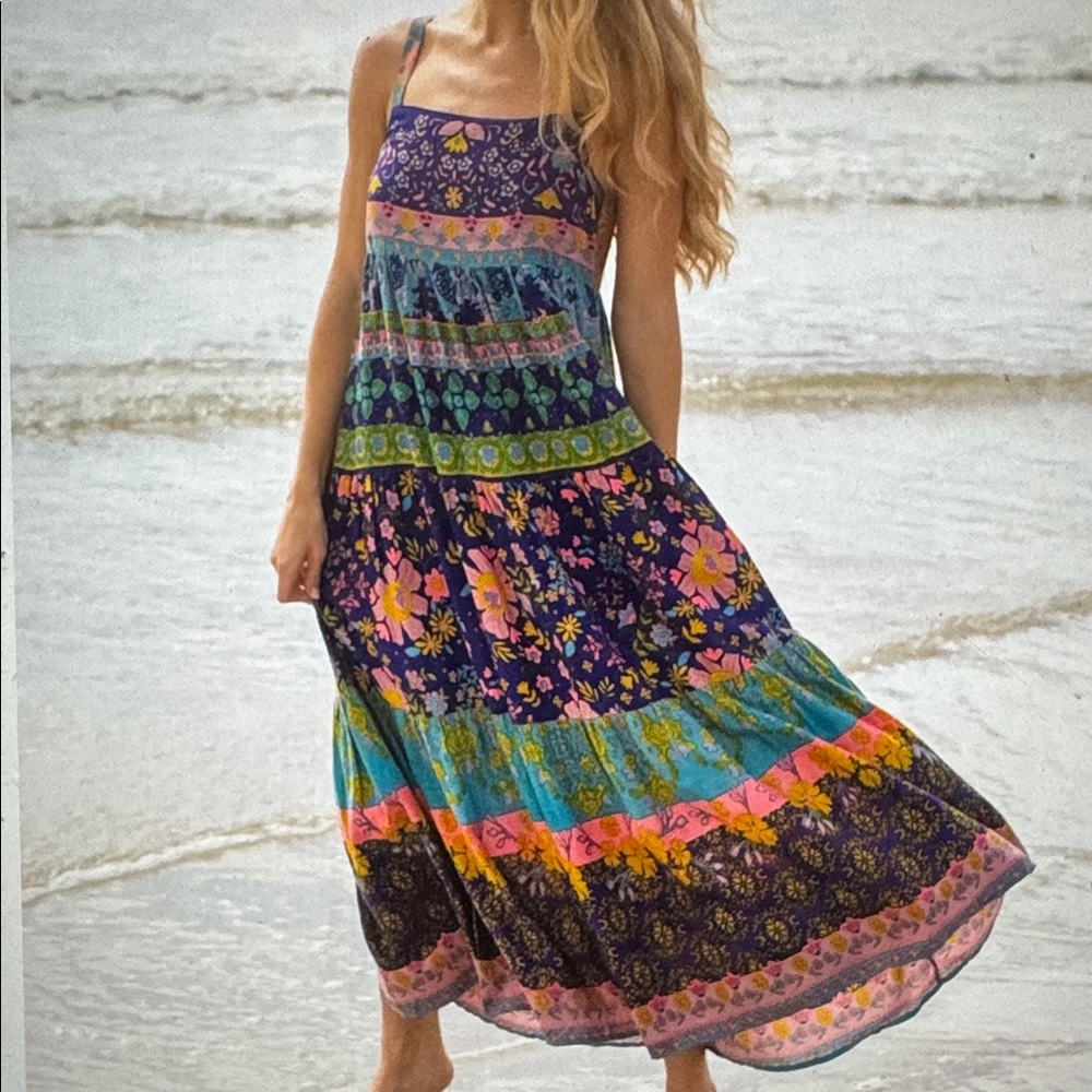 NATURAL LIFE Boho Floral Tiered Maxi Dress - Multicolor